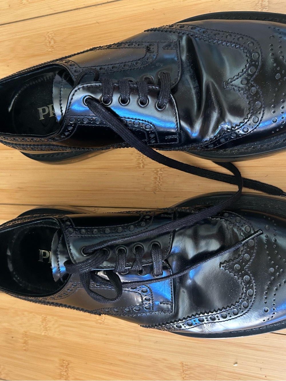 Prada Black Brogue Leather Derby with Transparent Air-Cushion Sole - Picture 2 of 9